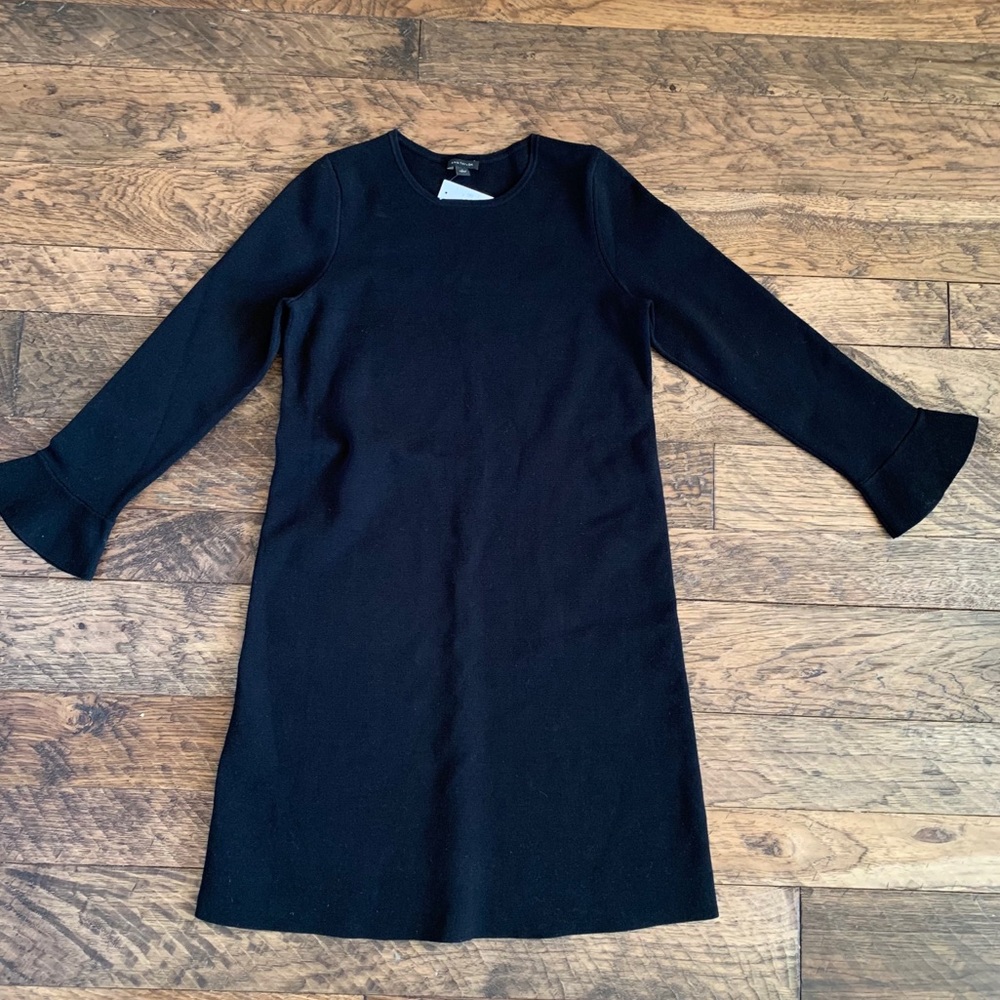 Ann Taylor Black Long Sleeve A-Line Dress with Flared Cuffs